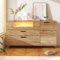 AUJDKDH Sideboards, Sideboards mit Glastüren und App-gesteuerten LED-Leuchten, Kommoden (Natural)