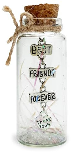 Small Decorative Bottle with Best Friend Forever Charm, Gift for Him Her Best Friends, Romantic Gifts for Anniversary Thanksgiving Christmas Ornament Birthday and Friendship Celebration