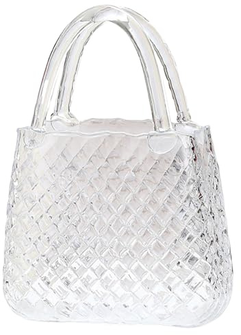 Vase en verre vase Vase transparent pour les fleurs 11.4x8.1x3,5 '' Vase de sac à main en verre Vase décoratif Vase de fleurs pour centres de table décorations de table de mariage vase de bourse tran