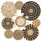 ASTNIC 9er Set Boho Wandkorb Wandbehang Rattan Dekor Set, Runde Gewebte Boho Rustikale Wandkörbe mit Quasten, Makramee Handgewebte Körbe Wandkunst Dekor für Wohnzimmer Schlafzimmer Esszimmer Büro