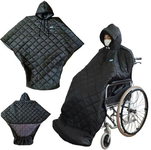 Winter Warme Rollstuhldecke Mit Kapuze, Winddichter Rollstuhl-Umhang Thermische Reisedecke Wasserdichter Rollstuhl Schlupfsack Fleece-gefütterte Reise Thermodecke Für Erwachsene
