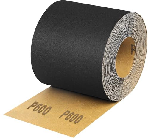 Shineboc Sandpaper Roll 600 Grit, 93mm x 10m Wet and Dry Use Sanding Rolls for Wood Metal Stainless Steel Hand Sanders, Silicon carbide material