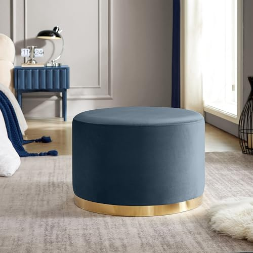 Sicaan Charlotte II Pouf aus Samt in Celadonblau und goldfarbenem Metall
