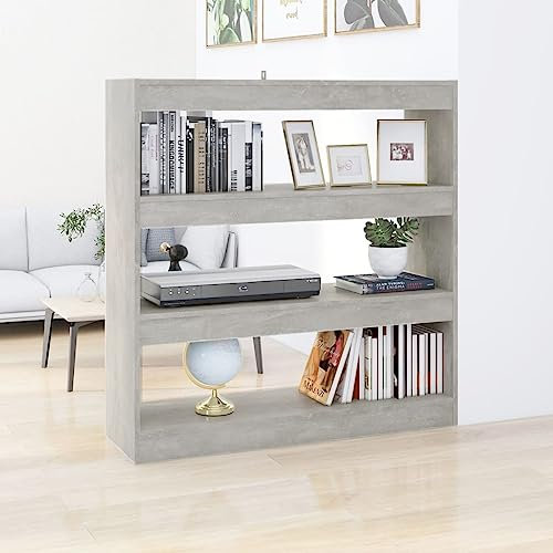 Hovothy Lagerregal Bücherregal Display-Regal Bücherschrank Raumteiler Vielseitig Schrank für Wohnzimmer Schlafzimmer oder Flur Wohnkultur Modernen und Industriellen Look Betongrau 100x30x103 cm