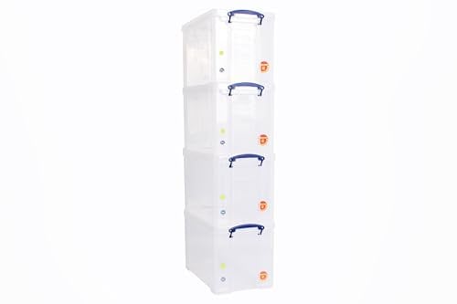 Really Useful Box Plastic Storage 24 Litre Clear (Pack Of 4)