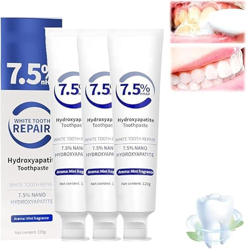 Hydroxyapatite Toothpaste 2-Pack for Enamel Protection,Fluoride-Free Formula with Gentle Mint,Enamel Protection and Tooth Strengthening,for Sensitive Teeth, Fresh Breath (3 pcs)