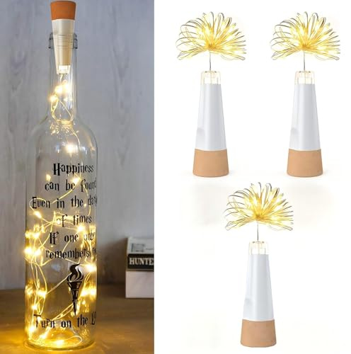 UMIWE Flaschenlichter, über USB wiederaufladbare Lichterkette, 2024 verbesserte Weinflaschen-Lichterkette mit Korken für Party Halloween Weihnachten(Weiß, 16stück)