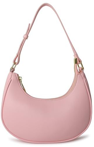 Barabum Retro Classic Hobo Clutch Shoulder Tote Clutch HandBag with Zipper Closure for Women (Light Pink)