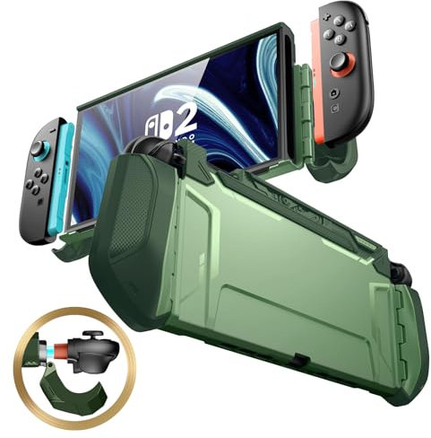 Mumba Funda para Nintendo Switch 2 [Blade Series] Cubierta Protectora de Agarre de TPU Accesorios Resistente Estuche Compatibles con Nintendo Switch 2 y Joy-con Controller (Verde Oscuro)