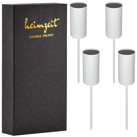 heimzeit Porte-Bougies à Piquer pour Bougies Effilées Ø22 mm en Métal [4 Pièces, Rond, Blanc] Design Élégant, pour Couronne de l'Avent pour Une décoration intérieure élégante