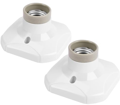 URAQT 2pcs Douille Ampoule E27, Douille Ampoule E27 Plafond, Base Plafonnier Culot, Culot Ampoule AC 220-250V, Support Douille pour Base LED Blanche pour Couloirs, Escaliers, Chambres, Cuisines