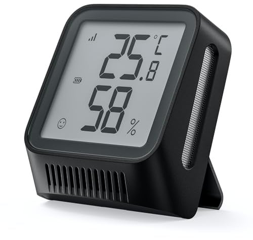 X-Sense WLAN Thermometer Hygrometer Innen，mit App, Schwarz, STH0A,3 Stück | Mini Digital Raumthermometer, Angepasster Komfortbereich, Datenexport, Smiley-Indikator, kompatibel mit Alexa, Taupunkt/VPD