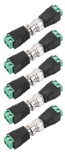 Ludom 10 Pairs BNC Adapter Terminal Block, Video Balun Connector, 2-Pin BNC Male Plug & Female Socket Kit, Screw Terminal Cable Connector