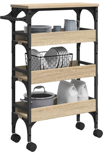 vidaXL Küchentrolley Sonoma-Eiche 53 x 20 x 76 cm Holzwerkstoff