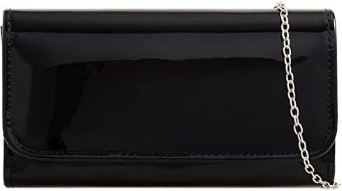 fi9® Clutch-Handtasche für Damen, einfarbig, für Hochzeit, Party, Abschlussball, Abend, Schwarz , medium