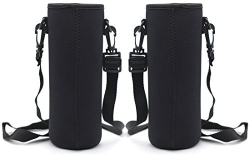 Kvvdi 2 Pack 32 oz Neoprene Glass Water Bottle Cooler Sleeve Insulator 32oz Bottle Cover Holder Carrier with Shoulder Strap