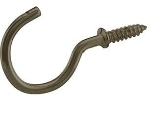 4 Pack - Cup Hooks, Antique Brass, 1-25-In., 3-Pk. -121023