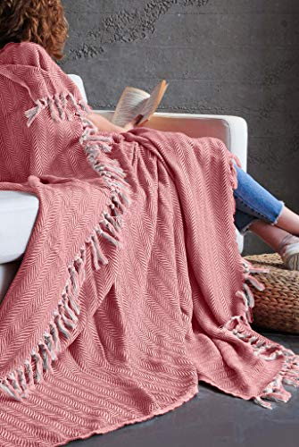 Mixibaby Tagesdecke Wohndecke Wendedecke Kuscheldeck Sofadecke Couchdecke, Farbe Design:Rosa Fischgräten Design