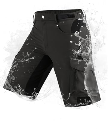 Cycorld kurze hosen herren, Wanderhose Herren Kurz Stretch Cargo Shorts Herren Bermuda Shorts Herren SchnellTrocknend mit 6 Taschen Outdoor-Trekking-Radfahren Hose Kurz (Schwarz, M)