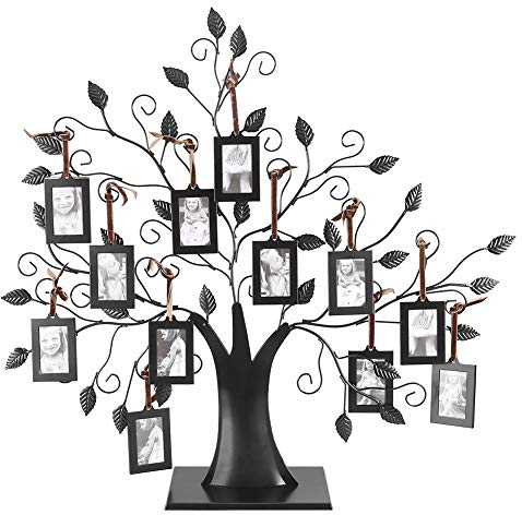 Baum-Fotorahmen, Eisen Familienbaum mit 6/12 hängenden Bilderrahmen für Tischdeko, Modische Familienbilderrahmen für Inneneinrichtungeng (12 Stück)