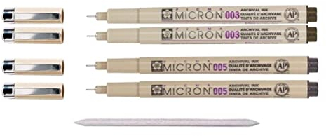 Sakura Pigma Micron SEPIA Fineliner, set 4pcs, 003 .003. 005. 005