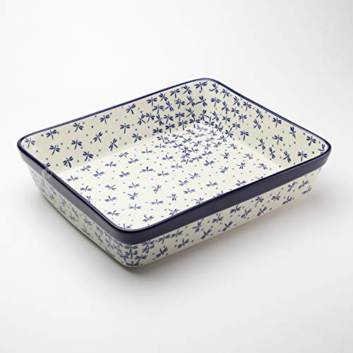 Polish Pottery 32cm x 26cm Large Lasagne Oven Serving Dish Dish - Dragonfly