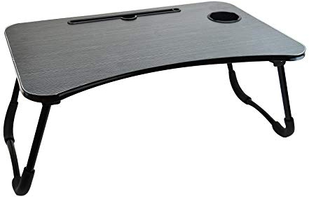 YöL Laptop Table Tray Bed Work Home Foldable Lap Desk Cup Holder Non-Slip Tablet Stand Black