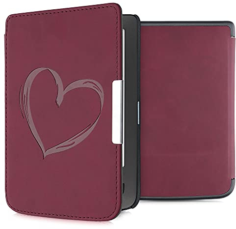 kwmobileÉtui Compatible avec Pocketbook Touch Lux 3/Basic Lux/Basic Touch 2 Coque - Étui à Rabat magnétique tabletteeReader Similicuir - Rouge foncé