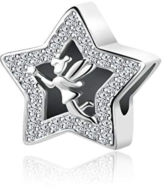 SBI Jewelry Abalorio de estrella brillante para pulseras, colgante de ángel de cuento de hadas, estrellas de cristal, regalo de cumpleaños para mujer, OneSize, Cobre, No es una piedra preciosa