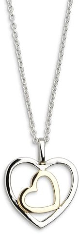 XENOX® LOVE STORY Halskette - Damen Halskette aus hochwertigem 925/- Sterlingsilber mit zwei Herz-Anhänger