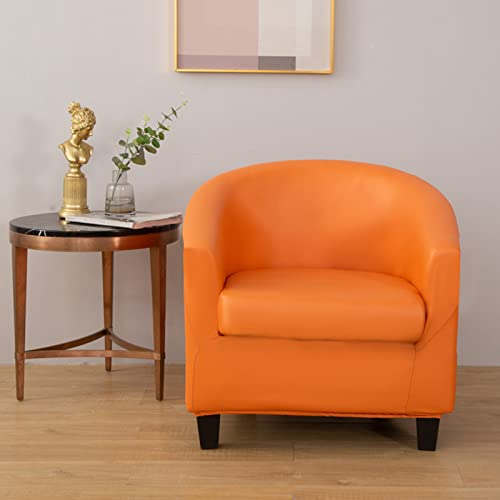 GUYIRT Wannenstuhlbezug PU-Leder wasserdicht Schonbezug Für Clubsessel Ölfester Stretch Schonbezug Möbelschutz 1 Stück Sesselhusse -Orange