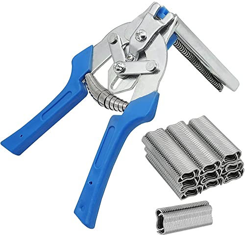 Easy Media Pinza + 1200 graffette ad anello a forma di M per fissaggio reti, recinzioni, gabbie per animali domestici