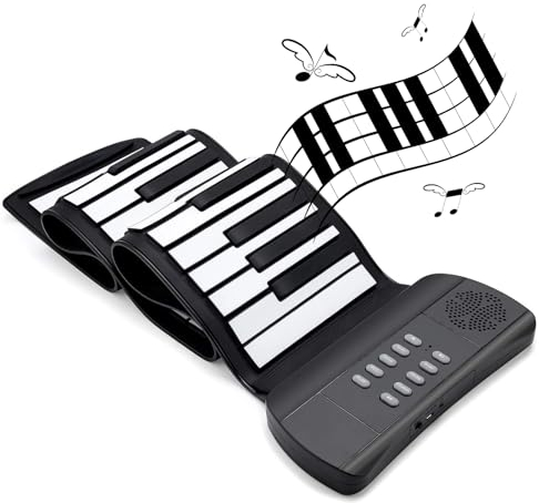 Cuifati Tastiera per Pianoforte Portatile a 49 Tasti, Tastiera per Pianoforte Flessibile Arrotolabile Elettrica per Bambini, Principianti, Adulti, Supporto Surround 4D