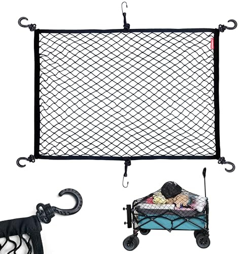 Mamiko Cargo Net for Utility Folding Wagon, Garden Cart, Folding Trolley Cart, Beach Cart, Made of Heavy Duty Nylon Net with Storage Bag / 44X32