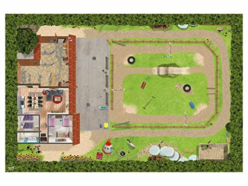 Ponyhof Tischdecke abwaschbar für Kinder | STD04 | Spieldecke 150 x 100 cm | ideales Zubehör zu Spiel-Figuren von Lego, Schleich, Playmobil, Papo, Bullyland (Ponyhof)