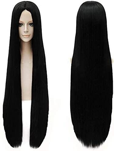 Wig Anime Cosplay Anime One Piece 70/80/100 cm Boa Hancock Schwarz Lange gerade Schlange Ohrringe Cosplay Kopfbedeckung Kunsthaar + Gratis Perückenkappe 100 cm