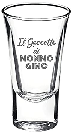 Il Goccetto di... Bicchierino Liquore in Vetro Personalizzabile con Nome Incisione Personalizzata Idea Regalo Festa Del Papà 2023 Babbo Nonno Compleanno Natale Bicchiere da Shot Cicchettino