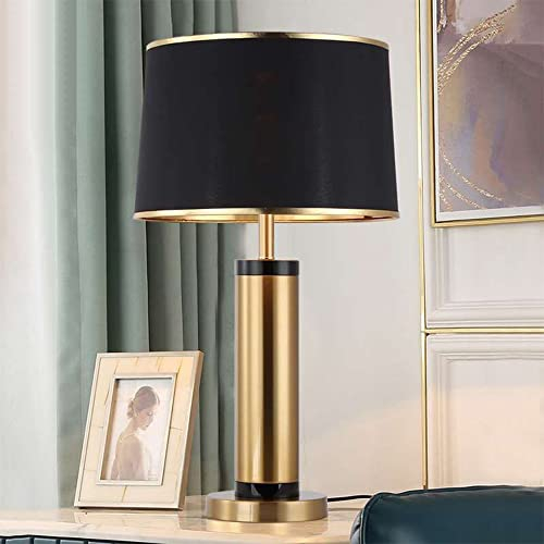 Chao Zan Tischlampe mit Druckschalter,Nachttischlampe für Innenbereich,Klassischer Lampenschirm aus Stoff,Schreibtischlampe,E27-Nachttischlampe Tischleuchte Schreibtischlampe Schlafzimmer (Schwarz)