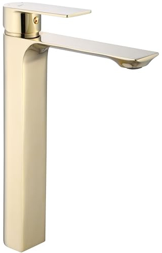 Rea Waschtischarmatur URBAN GOLD HAUT Wasserhahn Bad Badarmatur aus Messing Armatur für Waschbecken Badezimmer Mischbatterie Waschbecken Einhebel (Gold)