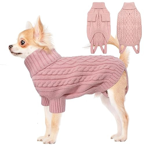 LiebeDD Hundepullover Kleine Hunde Strickpullover mit Geschirröffnung XS | Kuscheliger Hundepulli mit Beinschlaufen, elastisch & atmungsaktiv, für Chihuahua, Yorkshire & Malteser, für Herbst & Winter