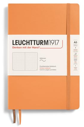 LEUCHTTURM1917 369796 Notizbuch Medium (A5), Softcover Schreibbuch, 123 nummerierte Seiten, Apricot, dotted