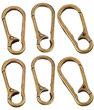 Amagogo 6 Pièces Mousquetons Porte-Clés, Mousquetons en Laiton à Ressort, Boucle à Ressort Durable, Petits Crochets pour Sac à Dos, Hamac, Sac de Frappe, Camping, Randonnée
