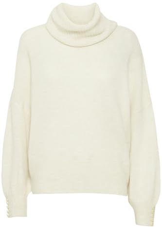 ICHI IHKamara Damen Rollkragenpullover Pullover Pulli mit Rollkragen Rippbündchen leicht elastisch Loose fit, Größe:XS, Farbe:Cloud Dancer (114201)