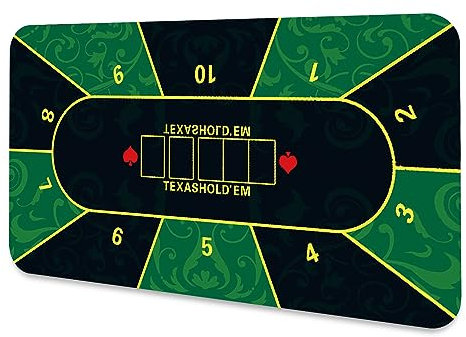 LaiEr Poker Mat 10 Players Texas Hold'em Poker Rubber Mat Poker Topper for Tables Folding Portable Poker Table Top Layoutw for Poker Games Blackjack Casino(180 * 90 * 0.2cm,Green)