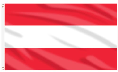AhfuLife Österreich Flagge 90 x 150 cm, 1 Stück Österreichische Fahne Leuchtenden Farben mit Messing-Ösen, Österreich Fahne für 2025 Fußball EM WM Euro Olympische Nationaltag Party Bar Deko