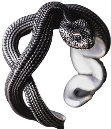 Wendalern Gothic Schwarzer Schlangenring Offener Verstellbarer Verdrehter Schlangenring Punk Schlange Tier Aussage Ring Persönlichkeit Schlange Zeigefinger Ring Hip Hop Schmuck Für Frauen Mädchen