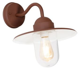 Qazqa Modern außen Wandleuchte, Außenlampe, Wandlampe für den Garten - Kansas - Rostbraun, Landhausstil, max. 60W, Geeignet für LED, 29.4cm, IP44, Rund