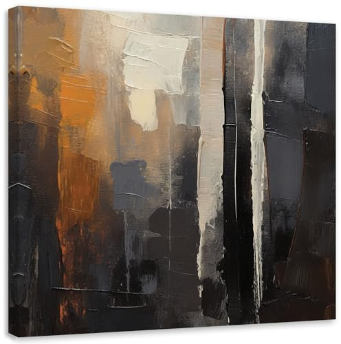 Feeby Bilder - Foto Geschenk - Abstrakt Braun wie gemalt - 50x50 1tlg - Leinwandbilder Wohnzimmer - Wandbild über dem Bett - Bild Schlafzimmer - Aesthetic Zimmer Deko - Modern Pictures