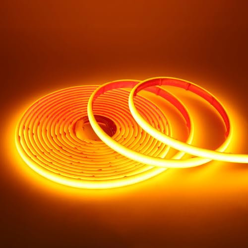 Wisada COB Neon Streifen 8m, 12V Wasserdichte IP68 Selbstklebendes Band, 320LEDs/m Superhell Flexibler Gelb COB Neon LED Band, rot/weiss 2-adrig LED Lichterketten für Außen, Terrasse, Aquarium