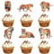 Cupcake Topper Tiger, 24 Stück Tortendeko Waldtiere, Muffin Deko für Geburtstag, Zoo Tier Dschungel Cake Topper, Picker für Kindergeburtstag Party